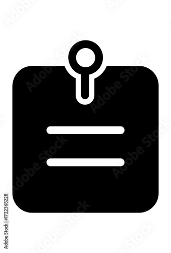A small sticky note with a pushpin. A pinned paper memo icon. A note and a pushpin symbol.