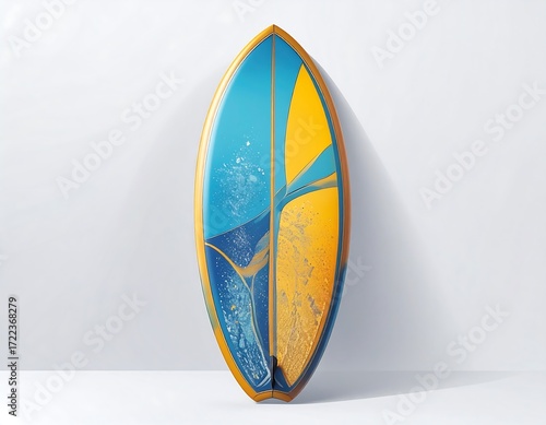 Surfboard, vibrant colors, simple design
