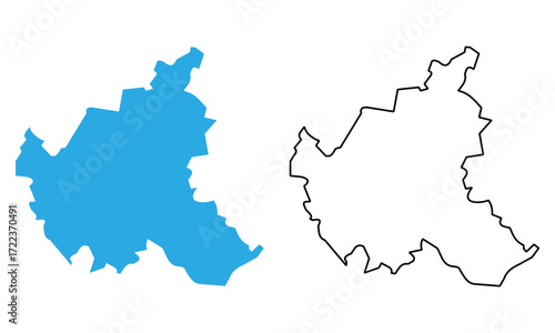 Hamburg state map, Germany. Map with detailed outlines and blue silhouettes
