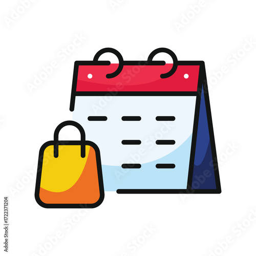 Calendar icon with a shopping bag