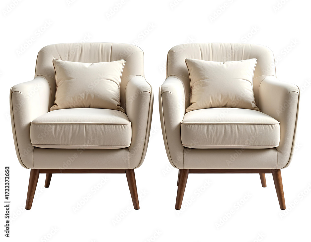 Fototapeta premium Red leather armchair isolated on white background