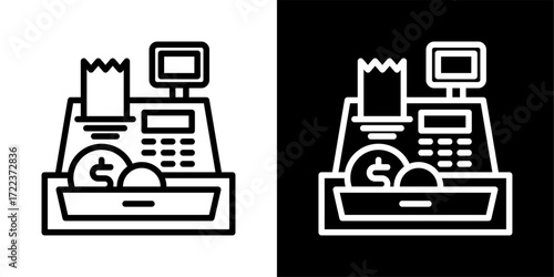 Cash Register icon of a flat style vector 