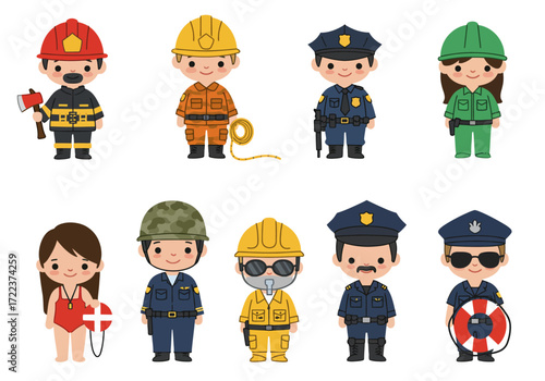 Diverse Occupations of People in Uniform.