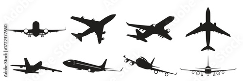 aircraft silhouettes set vector