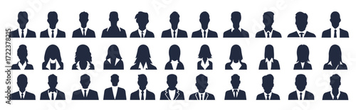  business people avatar profile head icon silhouette set