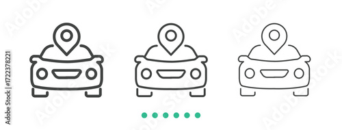 Car location icon. Thin line icon vector
