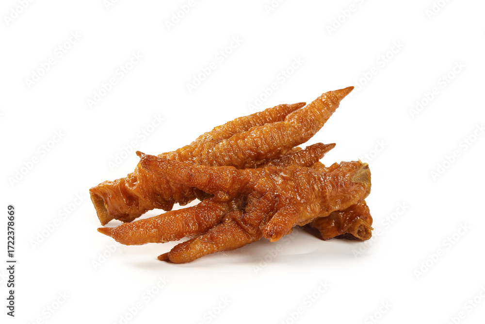 Fototapeta premium Marinated Chicken Feet Snacks with Crispy Golden Skin Asian Delicacy Food