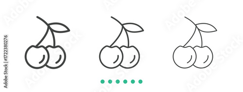 Cherry icon. Thin line icon vector