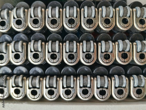 Disposable lighter arranged in a row
