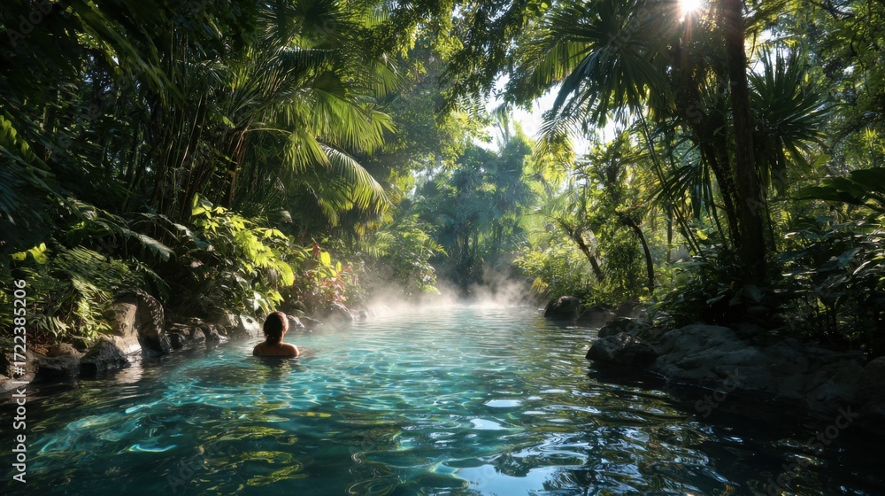 Naklejka premium Costa Ricas Therapeutic Hot Spring from a Volcano