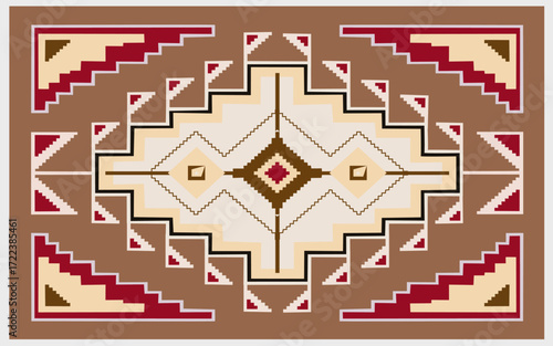 Navajo tribal vector seamless pattern. Native American ornament. Ethnic South Western decor style. Boho geometric ornament. Vector seamless pattern. Mexican blanket, rug. Woven carpet illustration