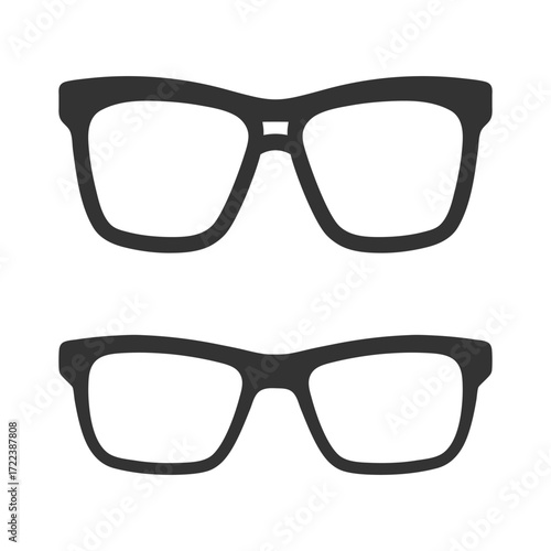 Retro eyeglasses frame silhouette style icon vision fashion accessory vector set.