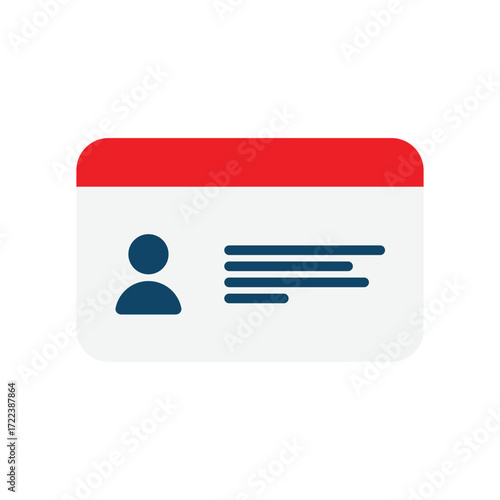 id card flat icon. simple identity badge design with red header and profile details illustration. vector illustration of an Indonesian driving license card