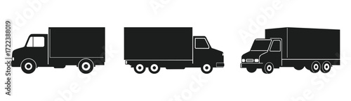 Set of truck silhouette vector designs for transportation and delivery.
