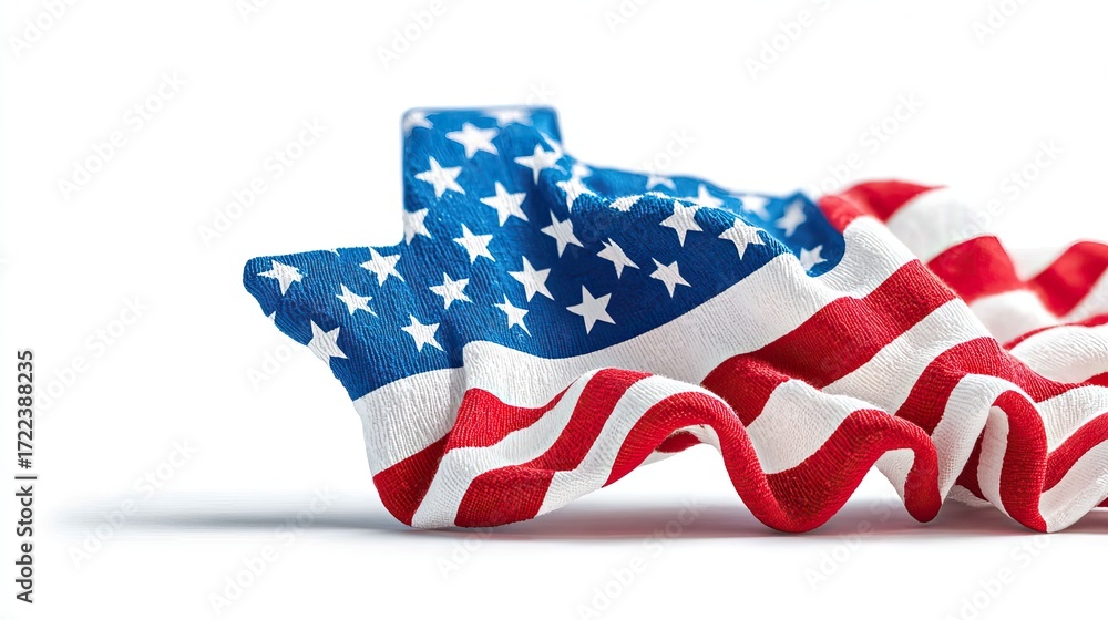 Obraz premium American star and stripes rippling against a white backdrop, patriotic theme