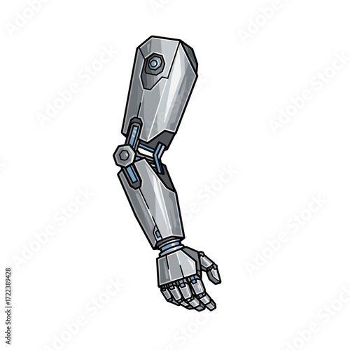 Robotic Arm in Detail: An artistic portrayal of a robotic arm with intricate metallic details, showcasing cutting-edge engineering and technological advancement. 