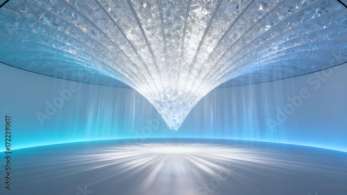 The ice crystal light and shadow space is presented. The ice crystal can refresh, repair and beautify the skin, which is suitable for the ice crystal essence, beauty and skin care promotion scene.
