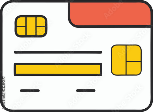 Minimal outline of a debit card with chip, simplified vector.