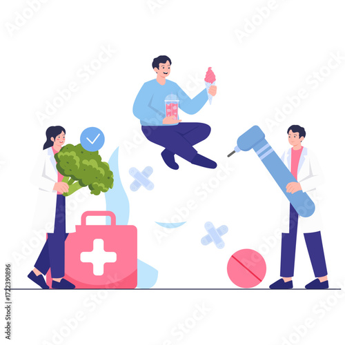 Diverse healthcare professionals and a patient