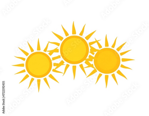 Three stylized suns, intertwined