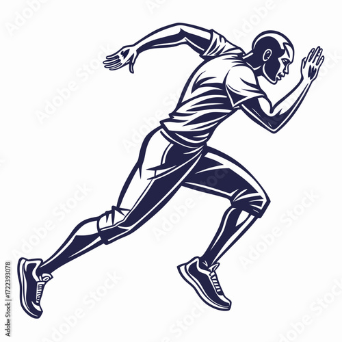 Illustration of a determined runner the athlete is captured in full stride, showcasing strength and agility the detailed linework adds depth and intensity