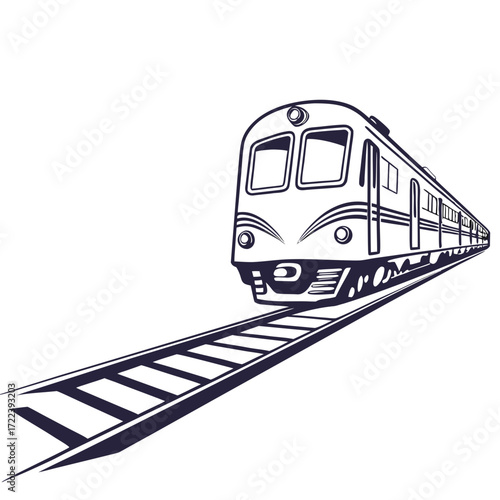 Modern subway train vector illustration metro drawing, railway transport vehicle, railroad engine, transportation, travel, and tourism