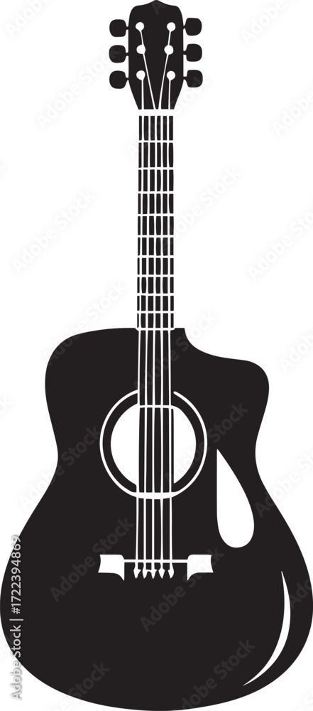 Obraz premium A black and white guitar icon against a white background.