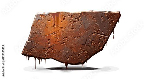 Illustration of a textured brown slab with dripping liquid elements