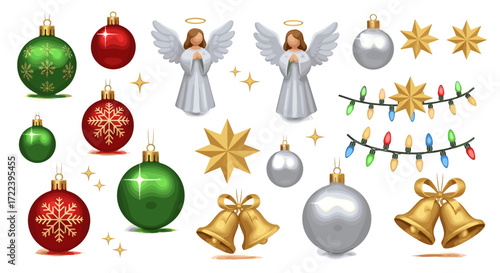A festive collection of christmas ornaments angels stars and bells art