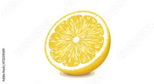 Illustration of a single lemon half with visible segments on white background