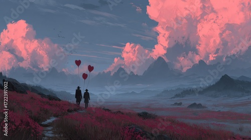 Distant Horizon: A Love-Filled Journey Through a Serene Mountainous Vista