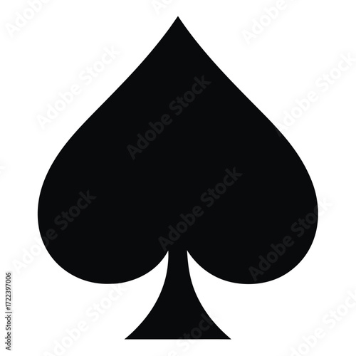A simple black spade symbol isolated on a plain white background image