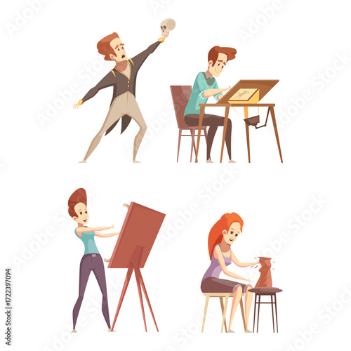 Artistic Pursuits A Collection of Illustrations Depicting Various Creative Professions and Activities