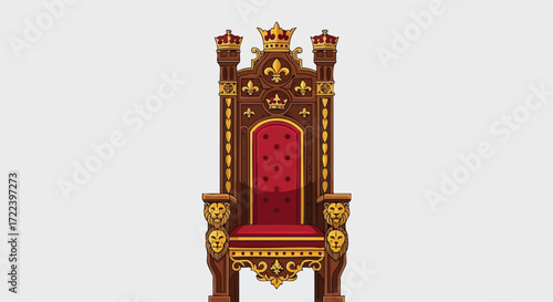 The Ornate Royal Throne with Lion and Crown Motifs