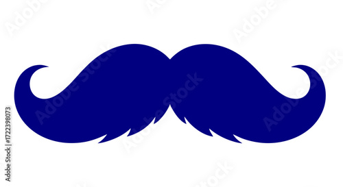 Stylized Blue Handlebar Mustache Illustration – Fun, Symmetrical, Vintage Design