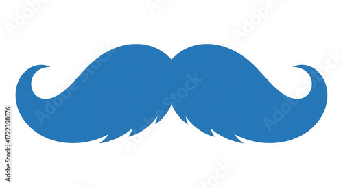 Stylized Blue Handlebar Mustache Illustration – Fun, Symmetrical, Vintage Design