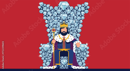 A King Sitting on a Throne Made of Diamonds