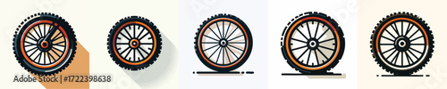 Wheel Vector Set – Tire, Automotive, Bicycle, Motorcycle, Car Spare Part Illustration