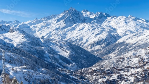 Wallpaper Mural Snowy mountain peaks and valley nestled in the alps. Torontodigital.ca