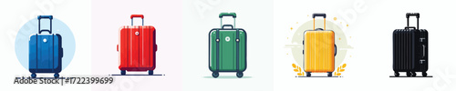 Colorful Travel Suitcase Vector Set – Modern Luggage Illustration for Vacation, Business Trip, and Holiday Concept