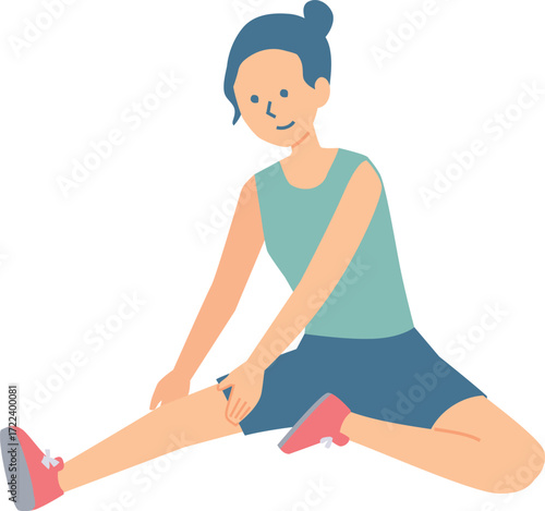 ストレッチする女性のイラスト