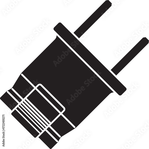 Type A plug silhouette vector with two flat parallel pins, commonly used in North America, Japan, and parts of Central America. Perfect for outlet diagrams, electrical symbols, and power illustrations