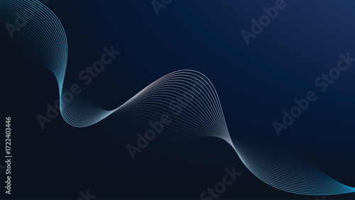Dark Abstract Line Wave Background Gradient Flow, Futuristic Digital Vector Design