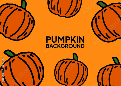 Pumpkin background illustration with orange colour. Social media banner and presentation background template. Halloween season