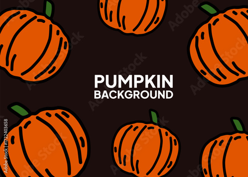 Pumpkin background illustration with dark colour. Social media banner and presentation background template. Halloween season