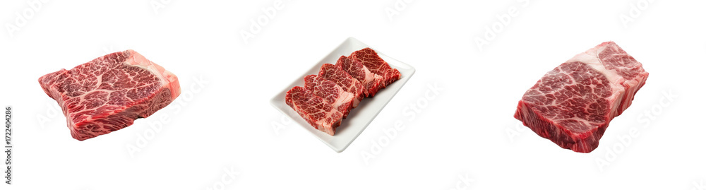 Obraz premium wagyu beef side view full length isolate on white background