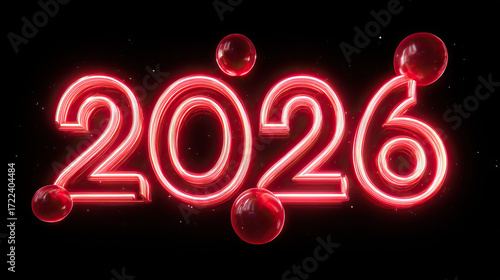Glowing 2026 Text Design on Transparent Background for Futuristic Celebration