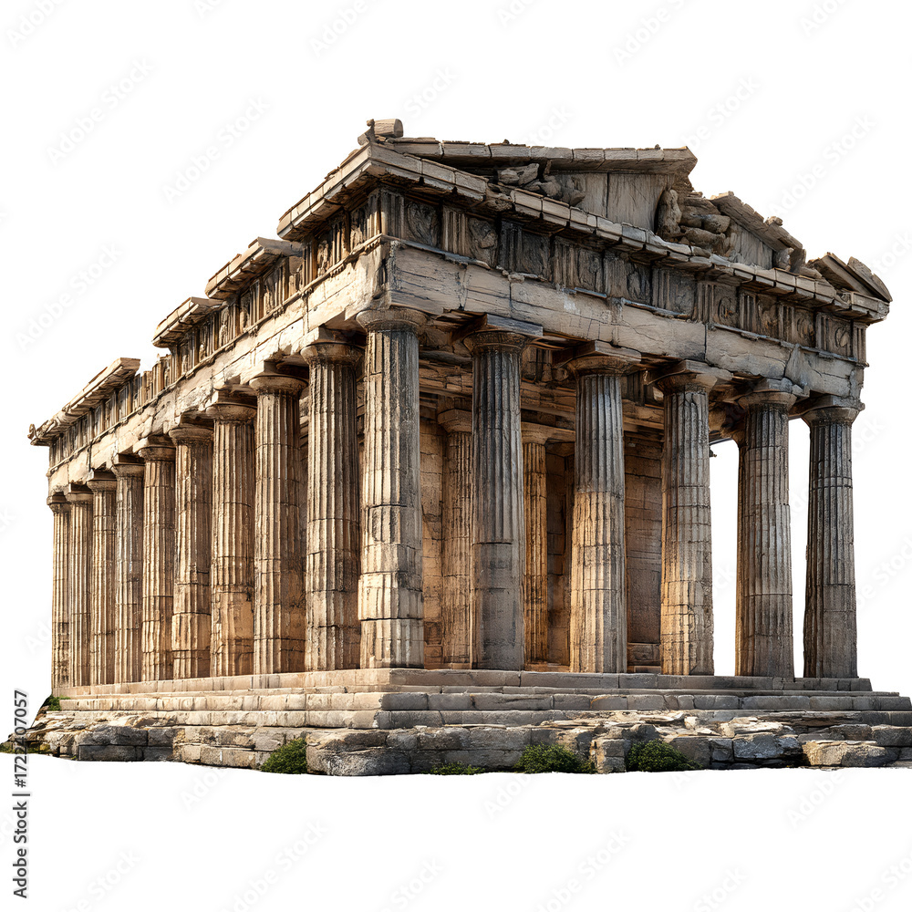 Obraz premium Parthenon reflection isolated on transparent background