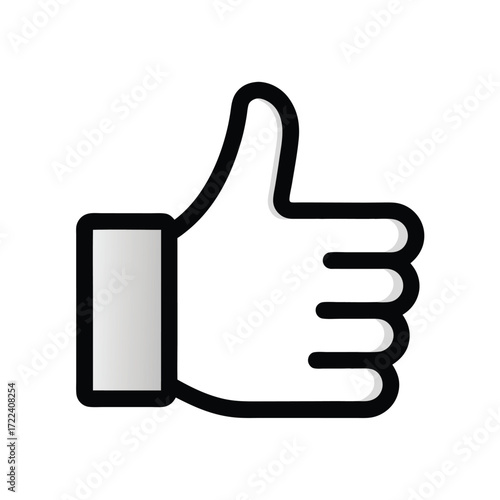 Simple black and white illustration of a hand giving a thumbs up
