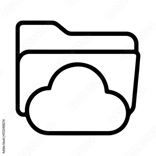 Smart folder outline, cloud sync icon, intelligent storage interface, automated file design, AI organization symbol, digital sync system